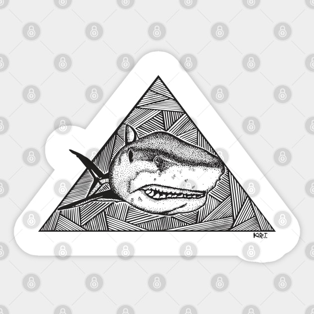 Geometric Shark Sticker by K1R1